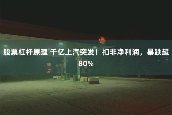 股票杠杆原理 千亿上汽突发！扣非净利润，暴跌超80%